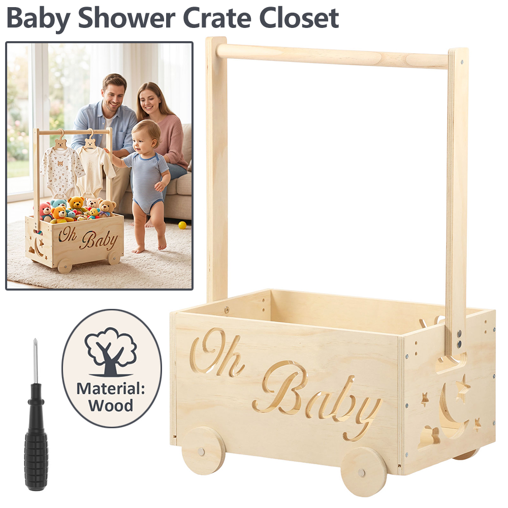 Baby Products Basket - New Baby Shower Crate Closet Wooden